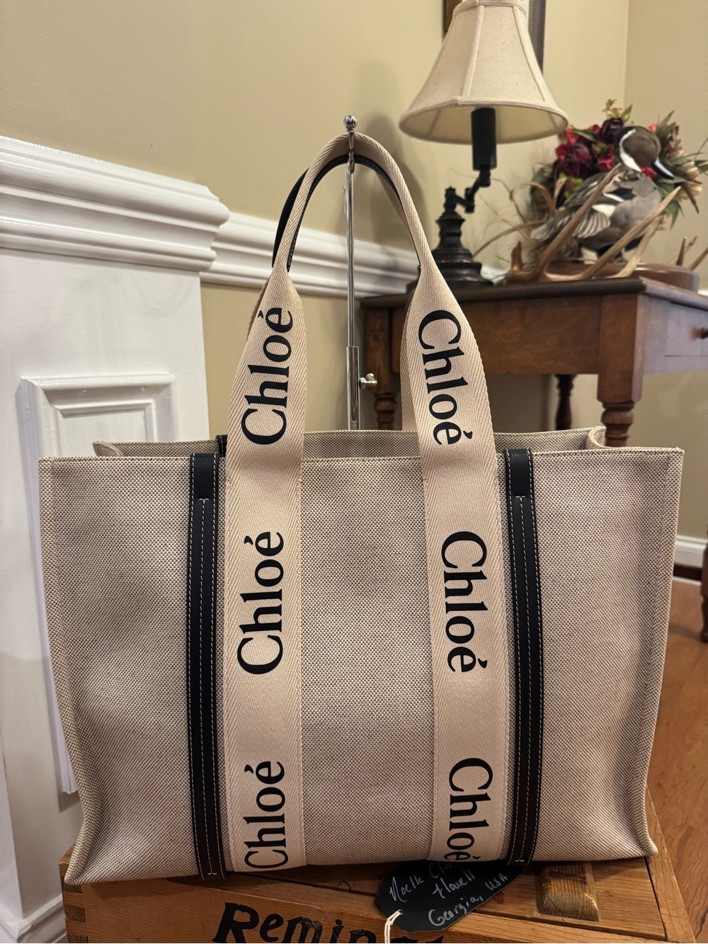 CHLOE Large Woody Tote, Navy - Picture 4 of 16